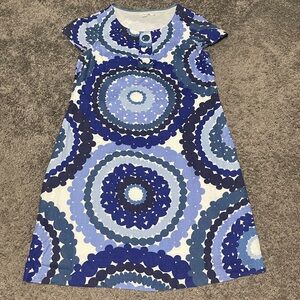 Boden Blue and White Circular Pattern Dress